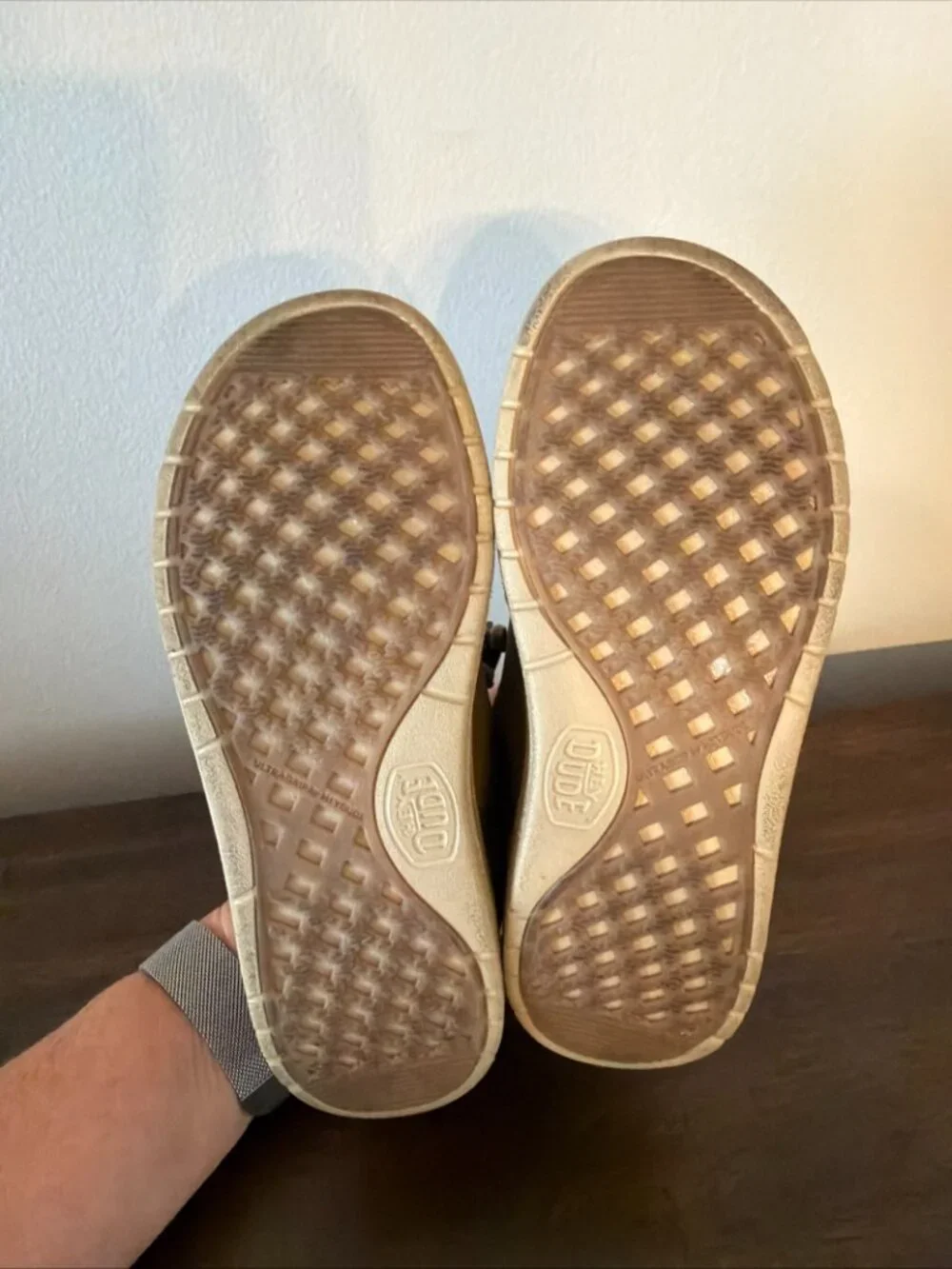 Hey Dude Paul Youth Classic Tan Kids Slip On Shoes Size C12 Excellent